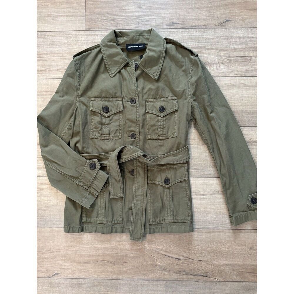 The Kooples Military Field Jacket Women 3 Large Olive Green Belted Utility Coat